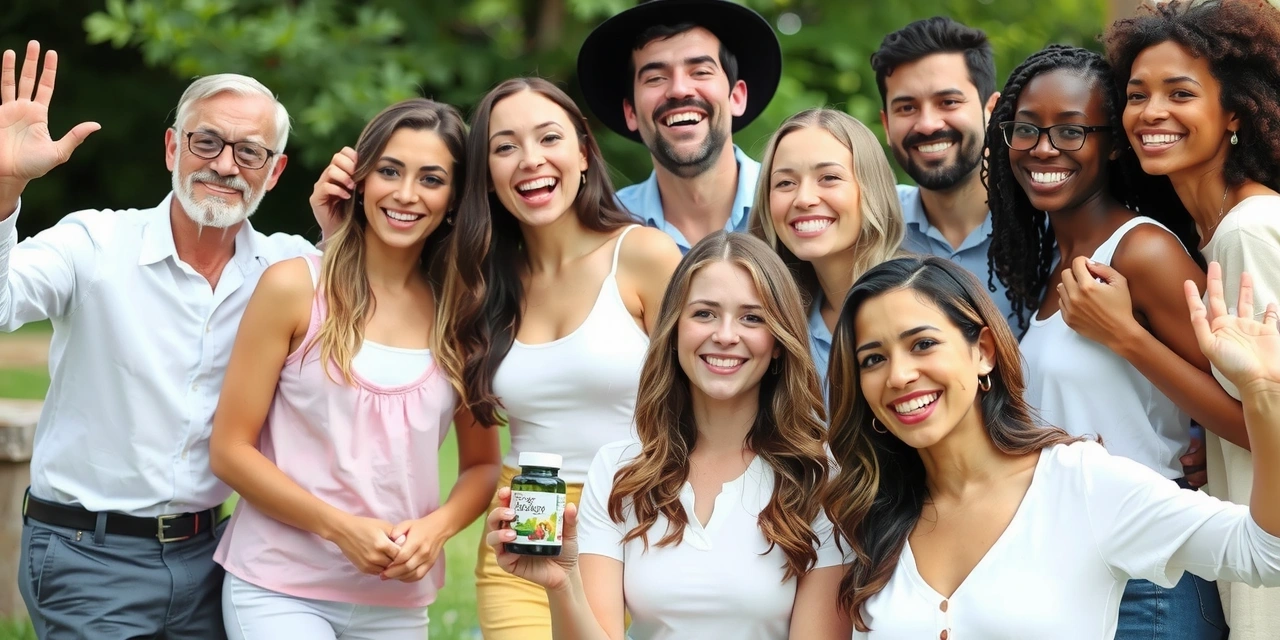Happy, healthy diverse group of people representing the natural wellness lifestyle and supplement benefits